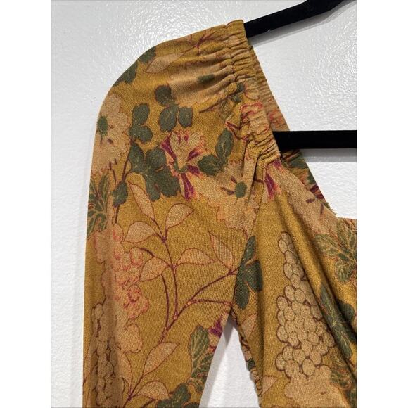 Urban Outfitter Floral Crop Top Size XS Long Sleeve Boho Festival Ruched Cut Out - Picture 6 of 9